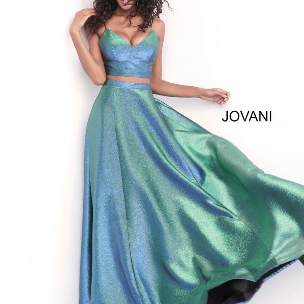 Jovani Emerald Blue 2PC Prom Ball Gown